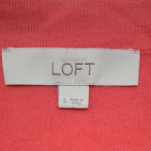 EUC ANN TAYLOR LOFT Sz. S Salmon Pink 3/4 Sleeve Cardigan Sweater - Picture 2 of 10